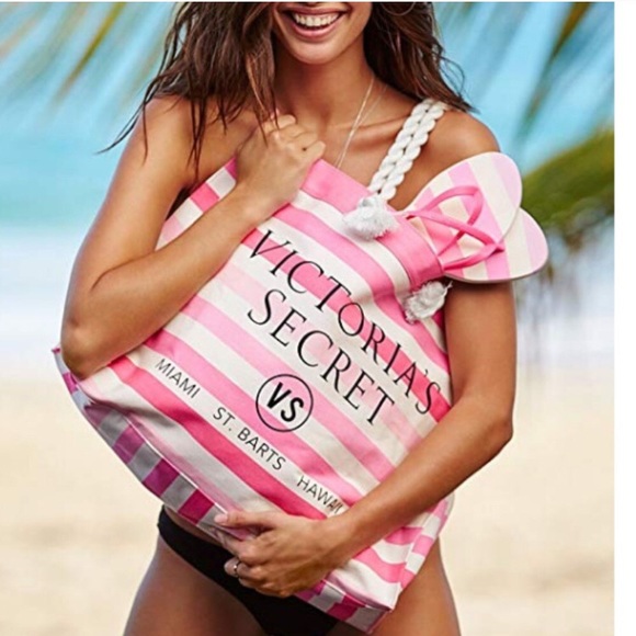 Victoria’s Secret Pink and White Tote w/Flipflops - Picture 2 of 5